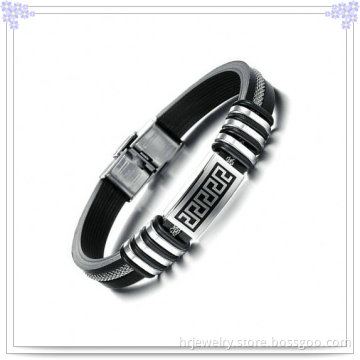 Stainless Steel Jewelry Men's Fashion Leather Bracelet (HR3327)